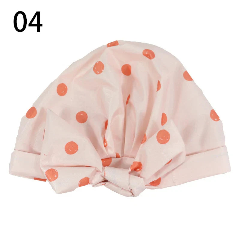 Waterproof Cap Elastic Bow Nightcap For Women Satin