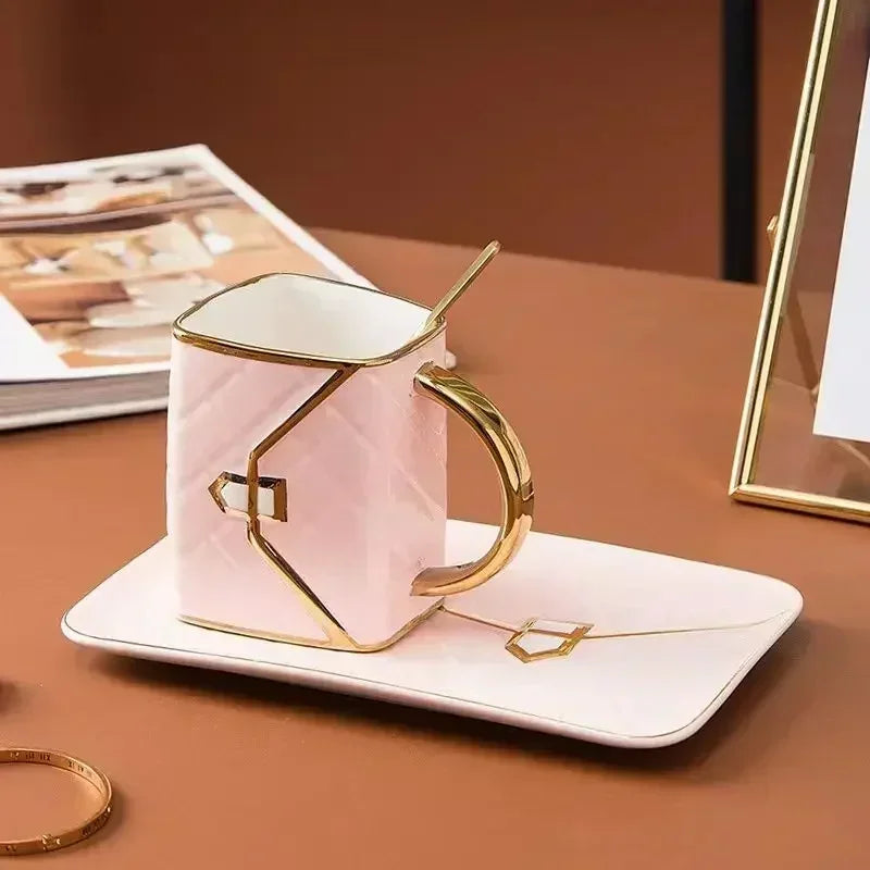 Creative ceramic Coffee cup, handmade diamond bag, ceramic