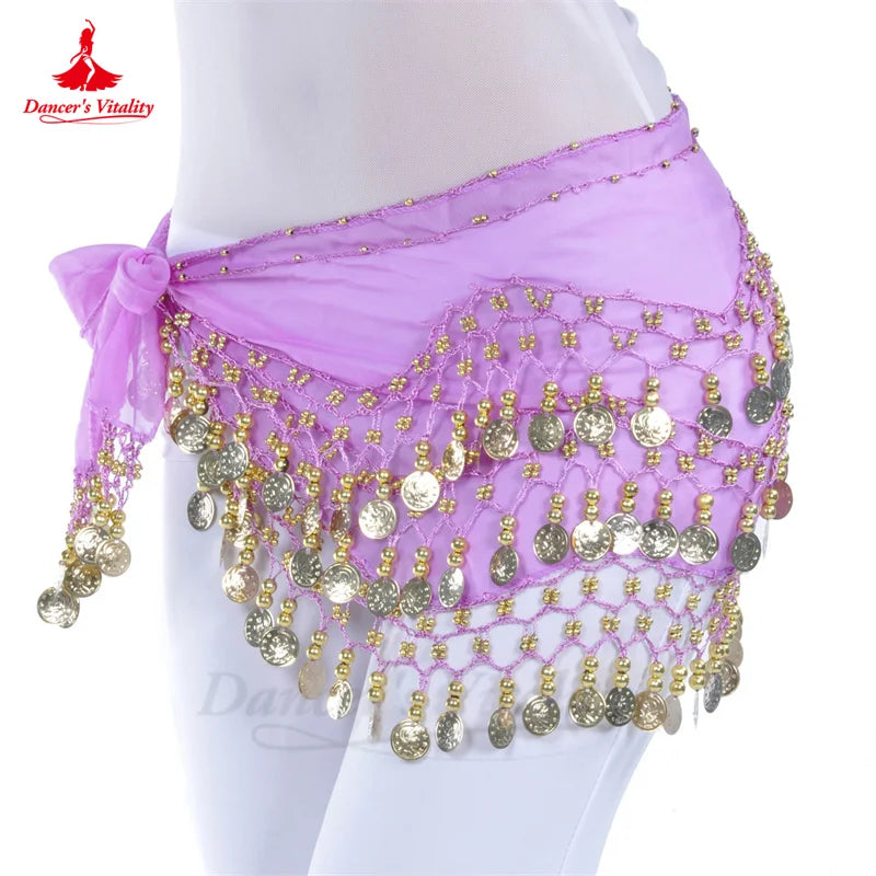 Belly Dance Belt for Women Chiffon Gold Coines