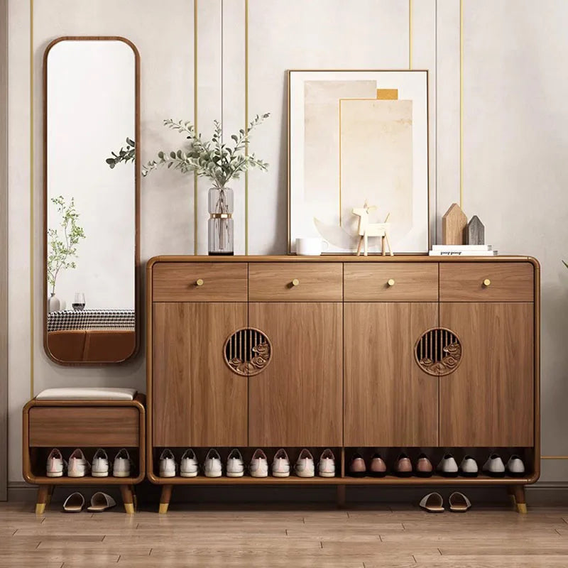 Retro Wood Shoe Cabinet Living Room Designer Space