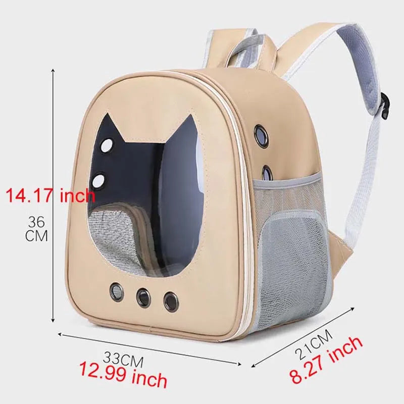 Cat Carrier Bag PU Portable Travel Outdoor Backpack