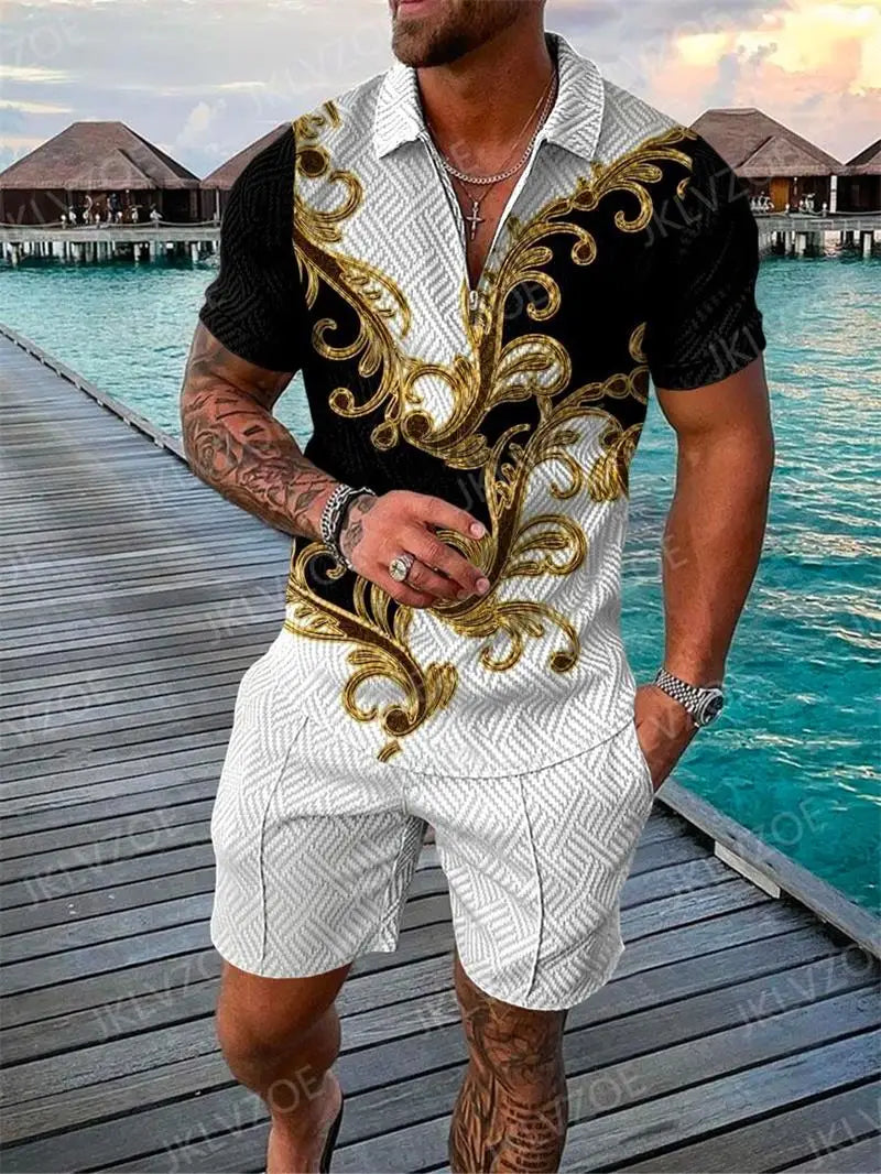 Summer Brand Tracksuit Solid Color Male Shorts Suit