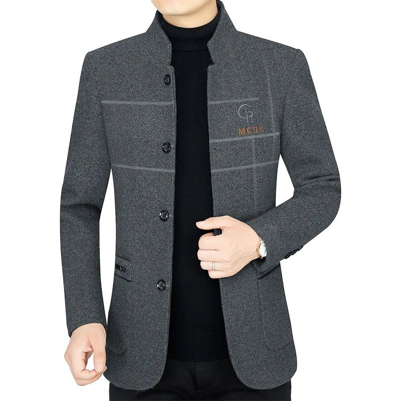 New Men Casual Woolen Blazers Jackets Business Suits