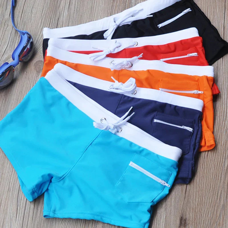 Mens Swim Shorts Swim Trunks Drawstring Mesh Lining