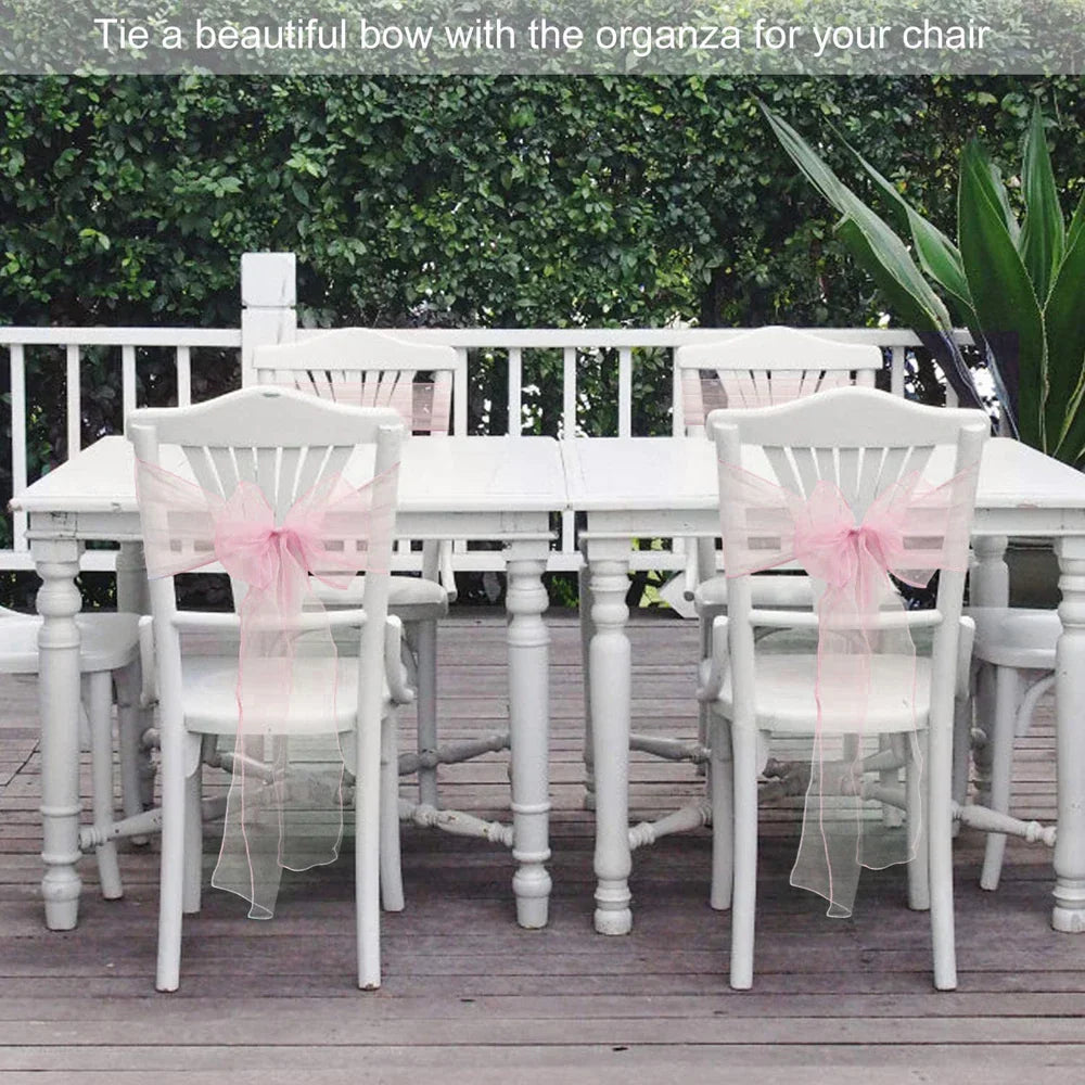 30PCs/lot Organza Chair Sashes Knot Bands Chair Bows