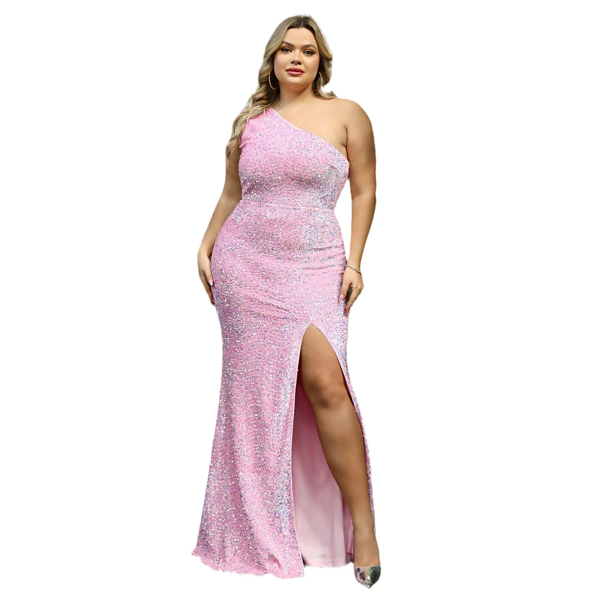 LOVE&LEMONADE Plus Size Sexy Diagonal Collar One Shoulder