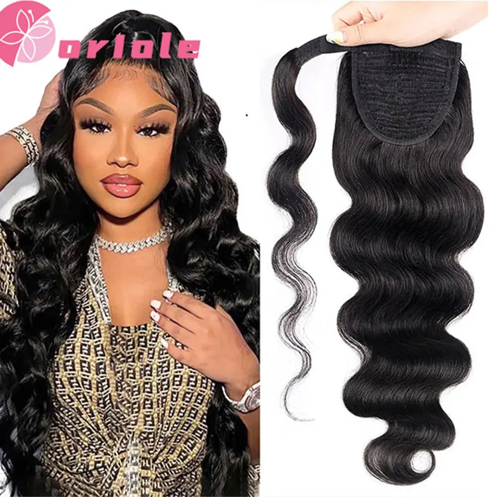 Straight Ponytail Human Hair 8-32 Inches Machine Made