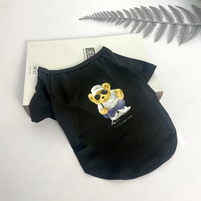 New Summer Dog Clothing Thin Breathable Handsome T-shirt