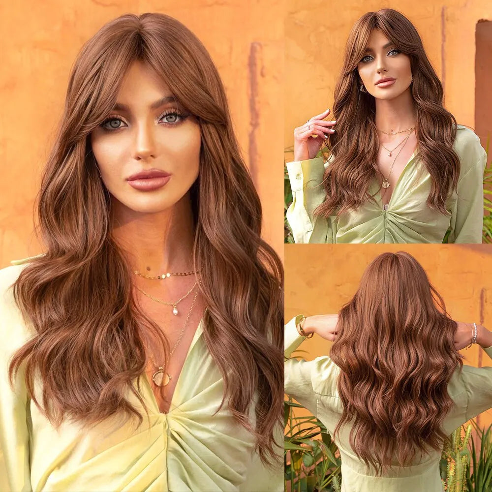 HAIRCUBE Long Ombre Brown Black Light Blonde Synthetic