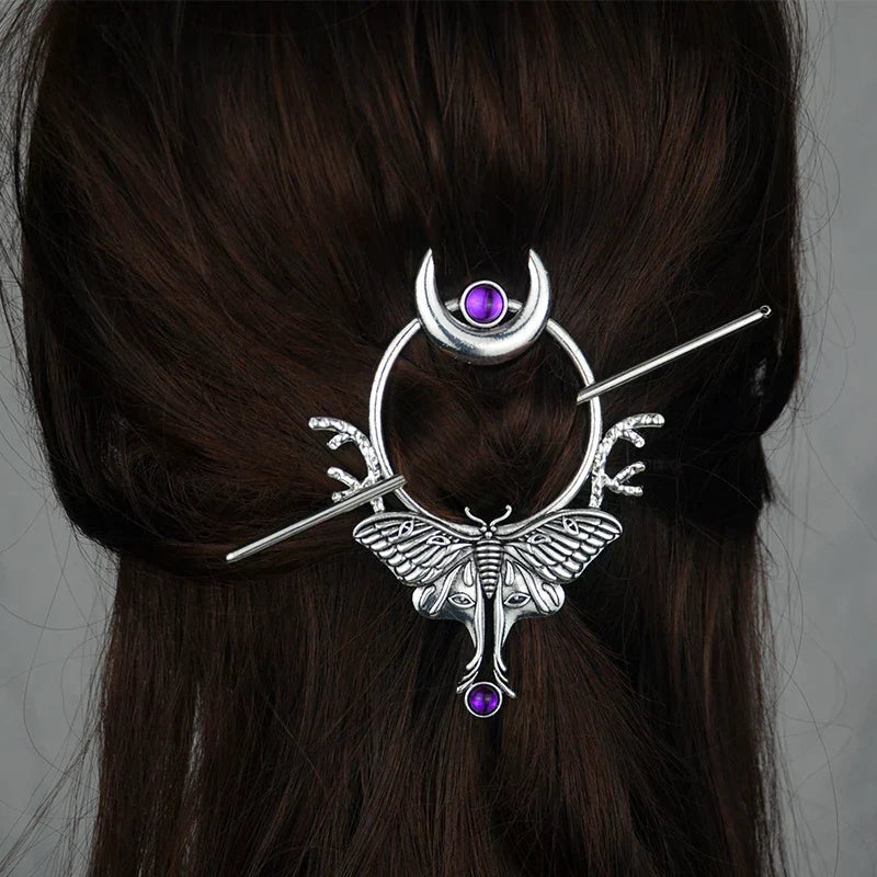Witch Woodland Goddess Crescent Moon Dragonfly Hairstick Fairy