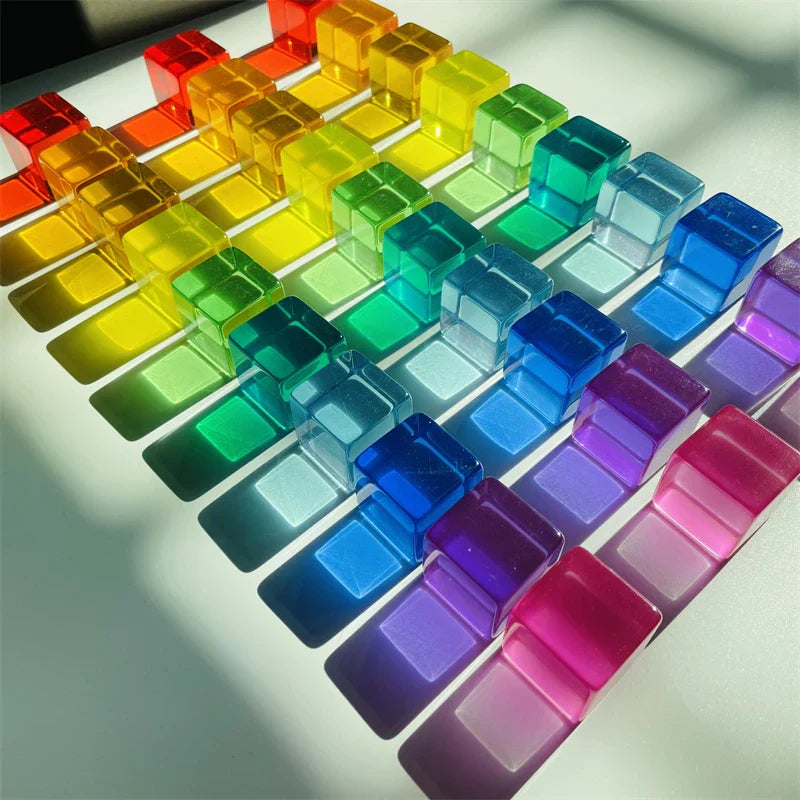 Acrylic Cubes Rainbow Gem Blocks Transparent Stacking Toys