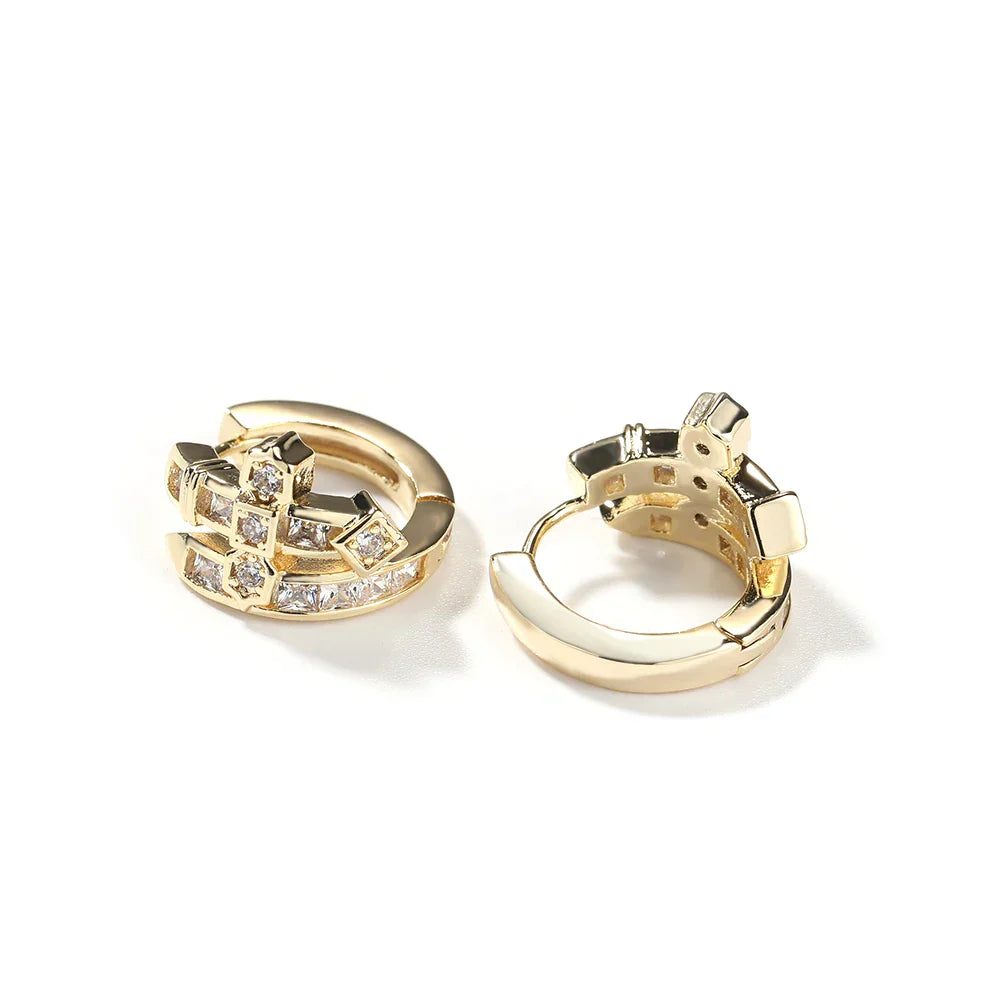 UWIN Curved Sword Hoop Earrings Iced Out Purple