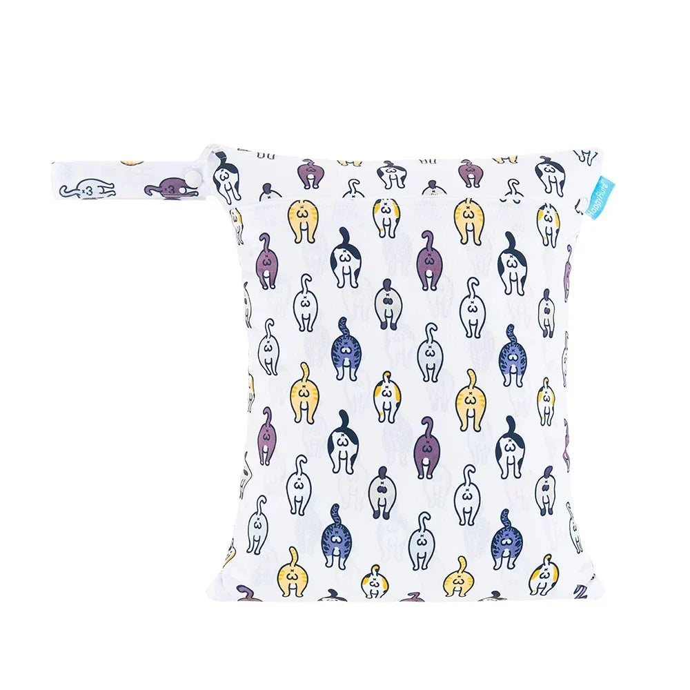 HappyFlute 30*36CM Dry&Wet Random-Print-4Pcs 2Pocket Zipper Snap Handle