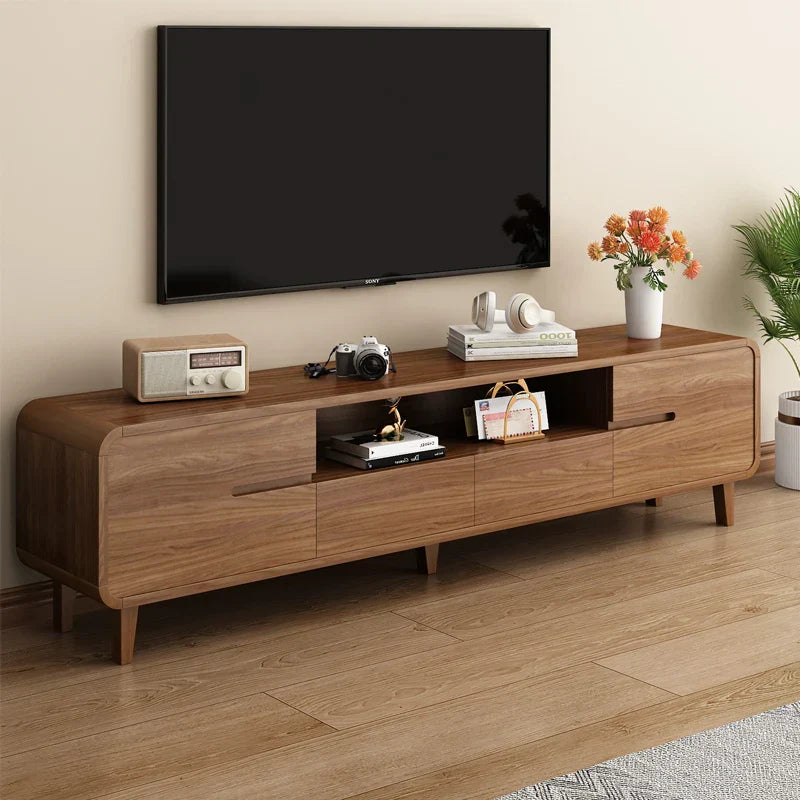 Light Wood Tv Stand Cabinet Storage Drawers Modern