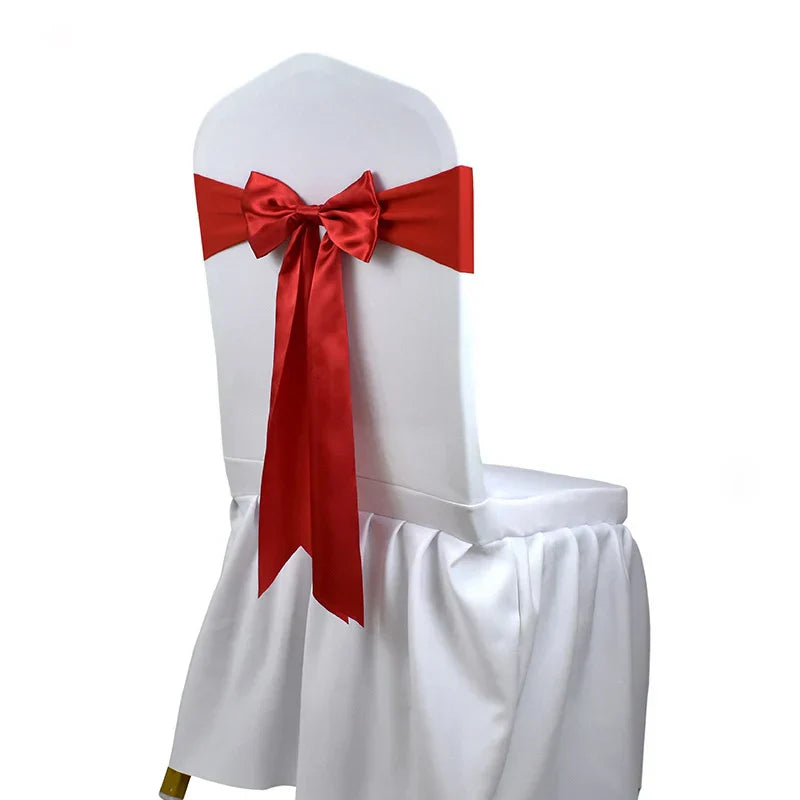 10pcs/50pcs Satin Spandex Chair Bow Band Ribbon Chair