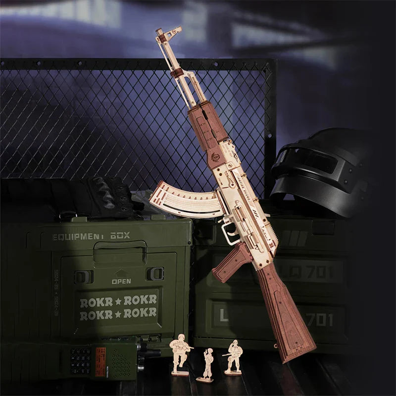 Robotime DIY 3d Wooden Puzzle Toy AK-47 Assault