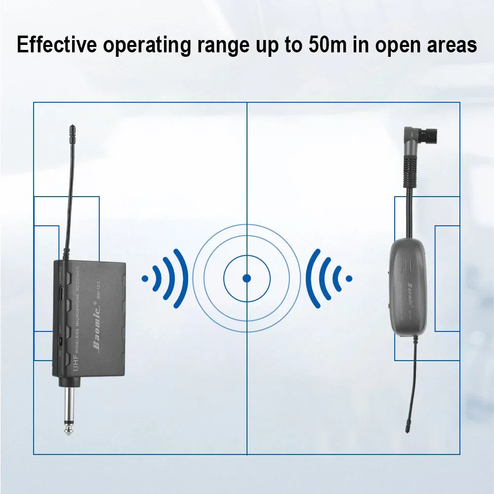 Professional Baomic TR15 Saxophone UHF Wireless Microphone System