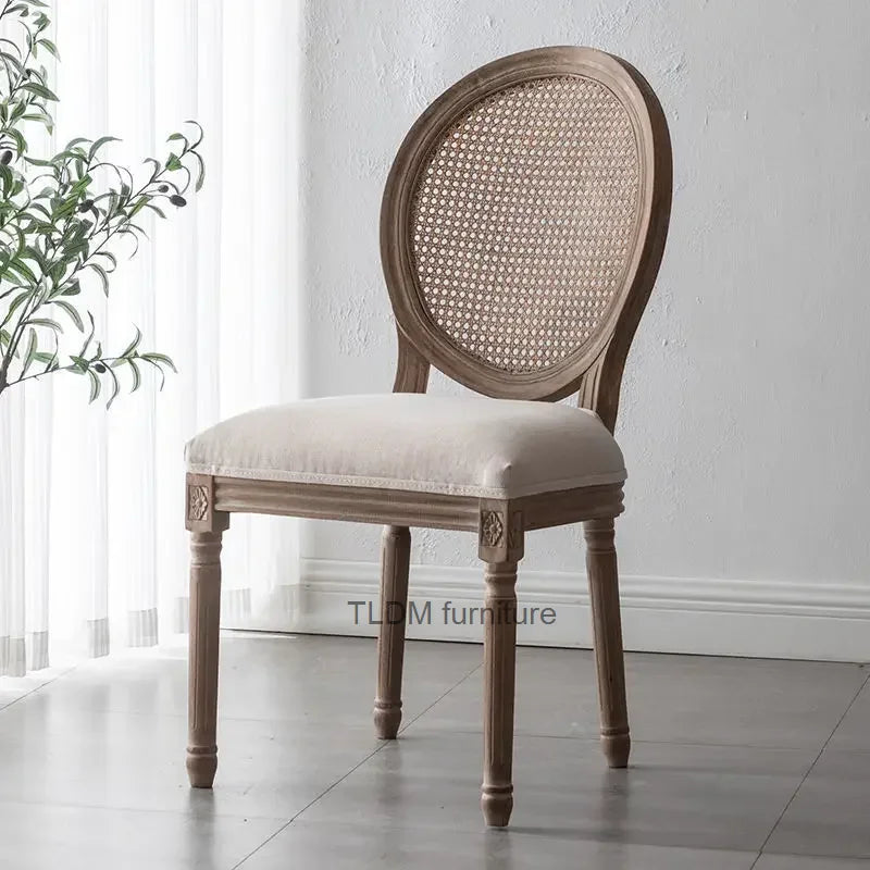 Retro Luxury Kitchen Chairs Wooden Rattan Mid Century