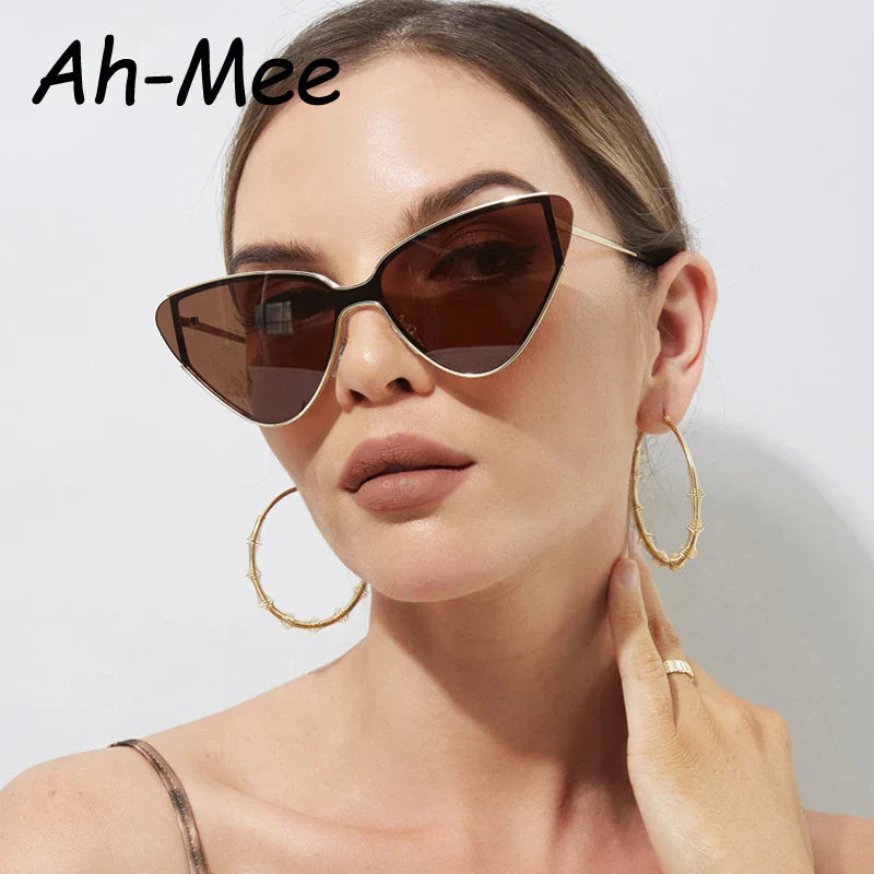 Luxury Metal Cycling Cat Eye Sunglasses Women Men