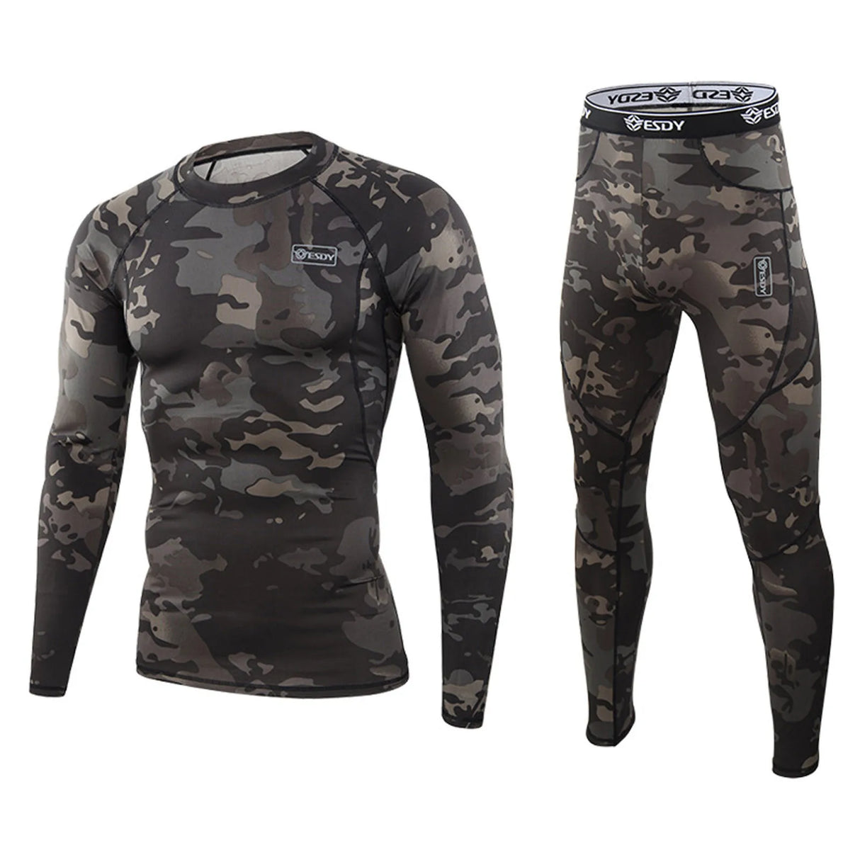 Men'S Camouflage Print Fitness T-Shirt Quick-Drying Tops Trousers