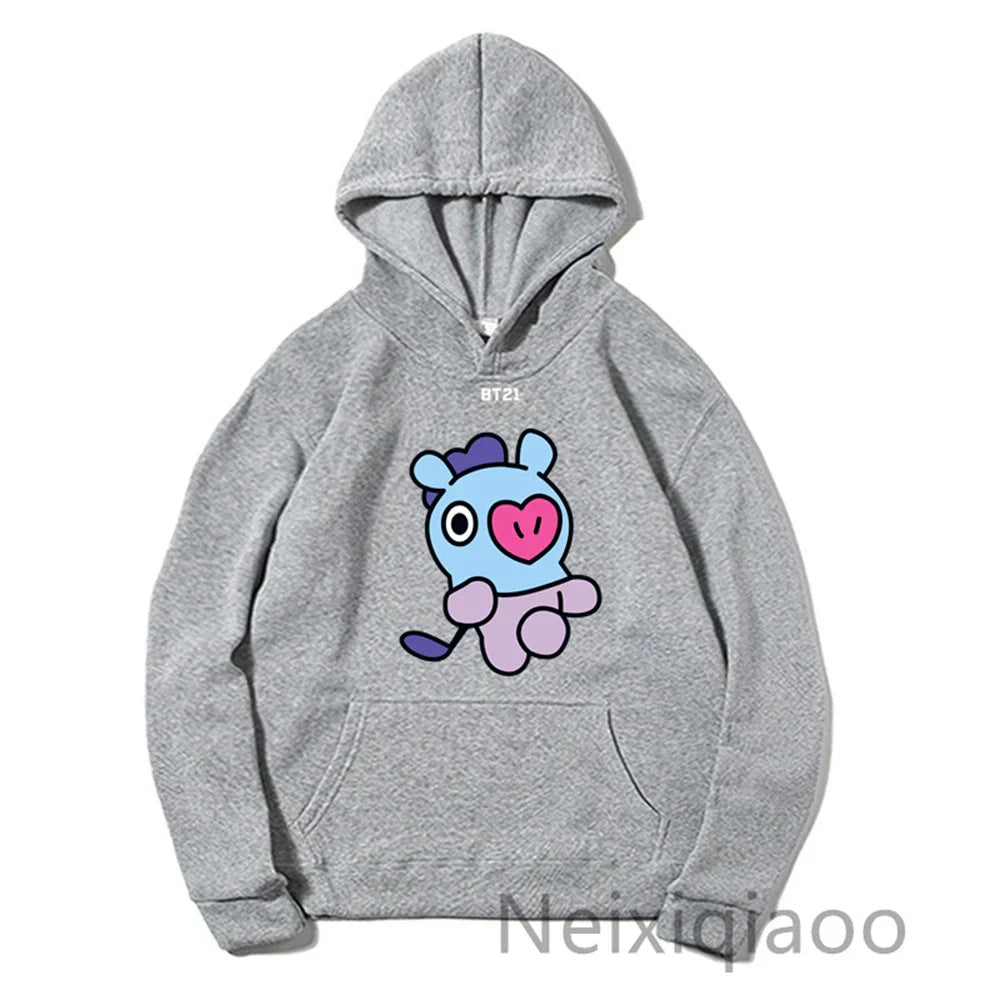 Plus Size Bt21 Cartoon Prints Hoody Women Men