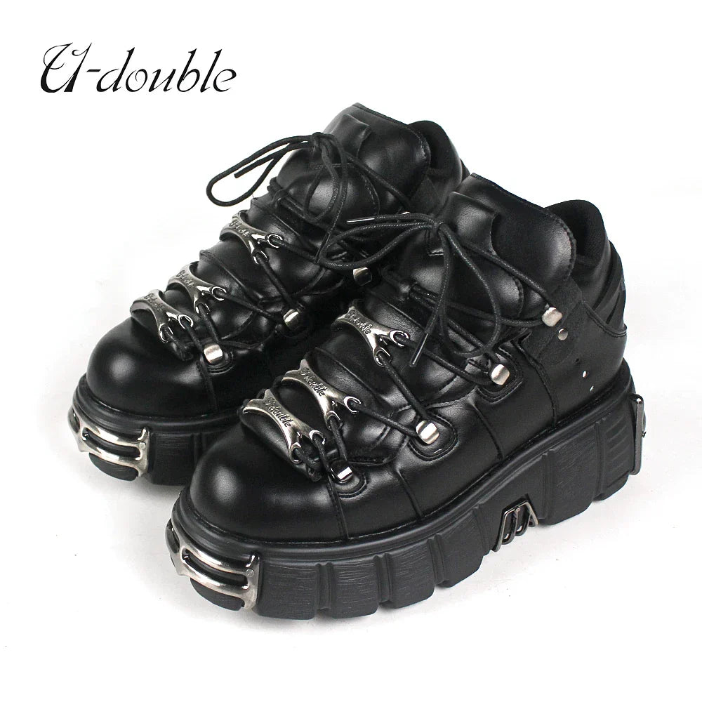2023 NEW Punk Style Women Shoes Laceup heel