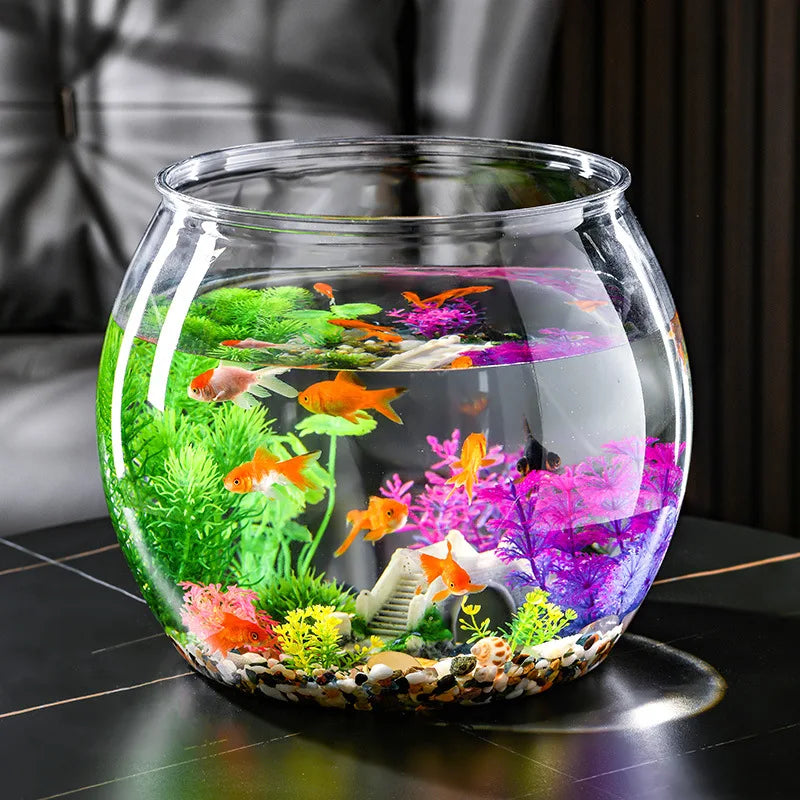 Plastic Transparent Fish Tank Aquariums Goldfish Bowl Round