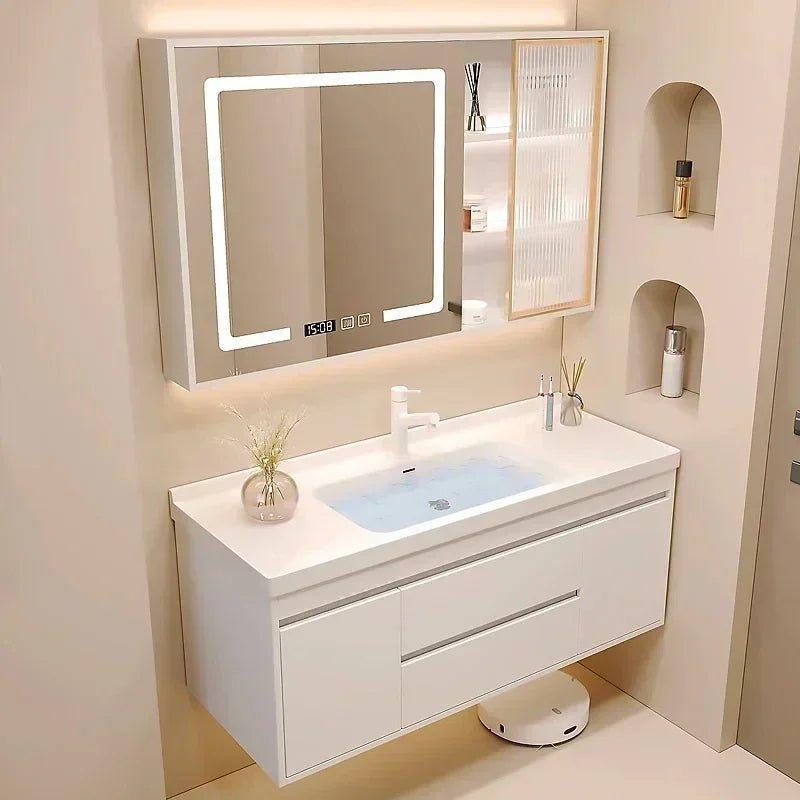 Washbasin Mirror Drawer Wall White Bathroom Cabinets Vanity