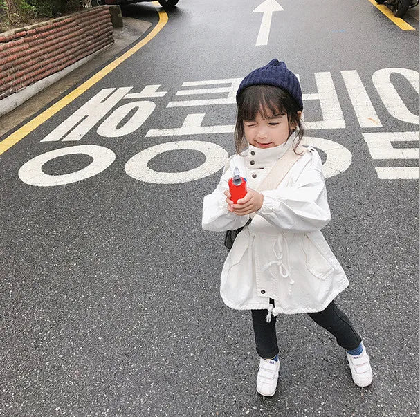 Girls Trench Coat Autumn Spring Korean Windbreaker Jacket