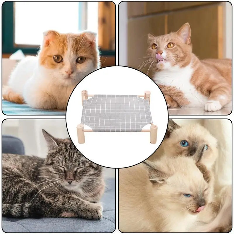 Elevated Pet Bed Cooling Detachable Wooden Raised Dog