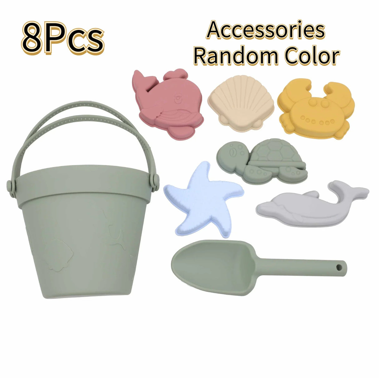 8Pcs Summer Beach Toys Kids Soft Silicone Sandbox