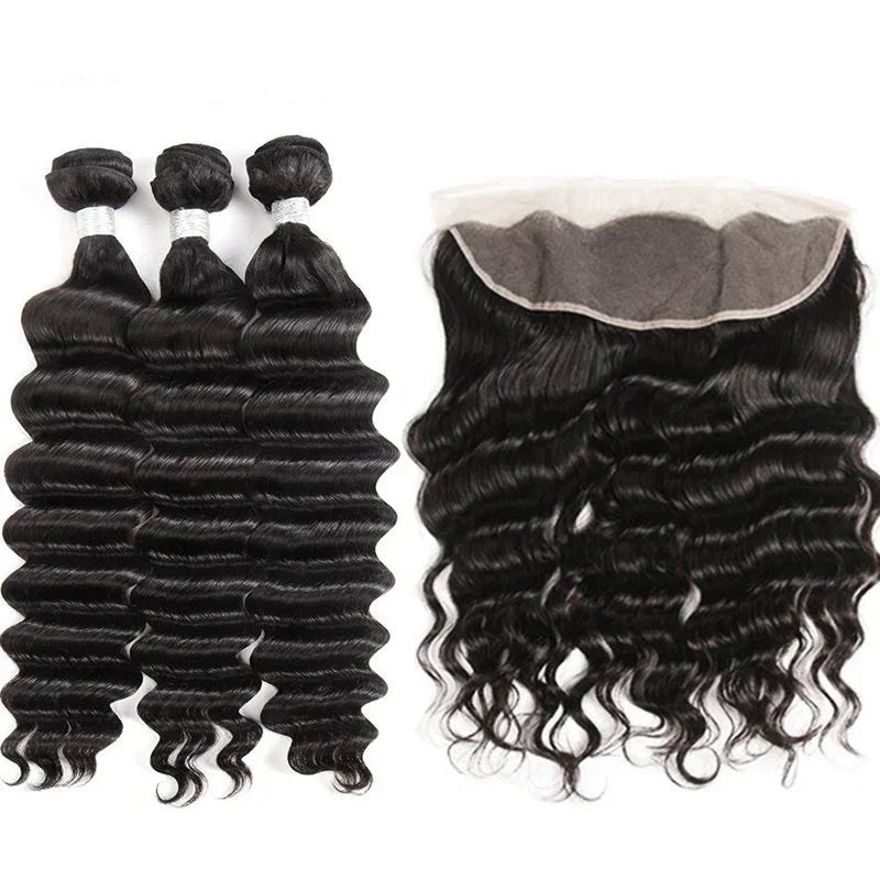 Elfriede Natural Black Loose Deep Wave Bundles with