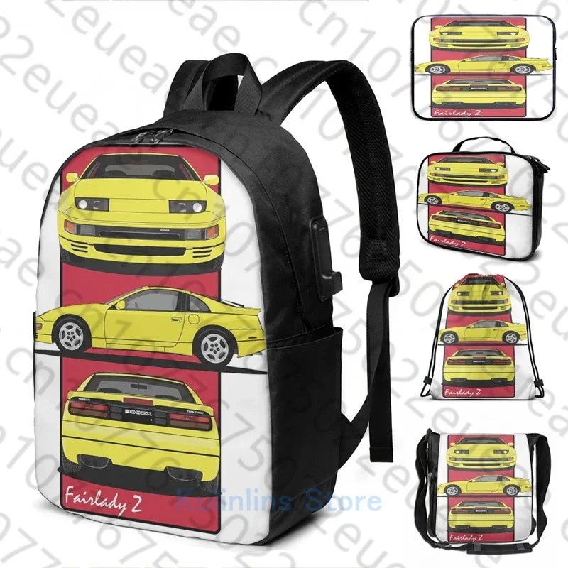 Funny Graphic print Nissan 300zx USB Charge Backpack