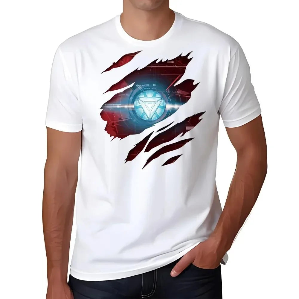 Summer Men's T-shirt Tony Stark Arc Reactor Printed