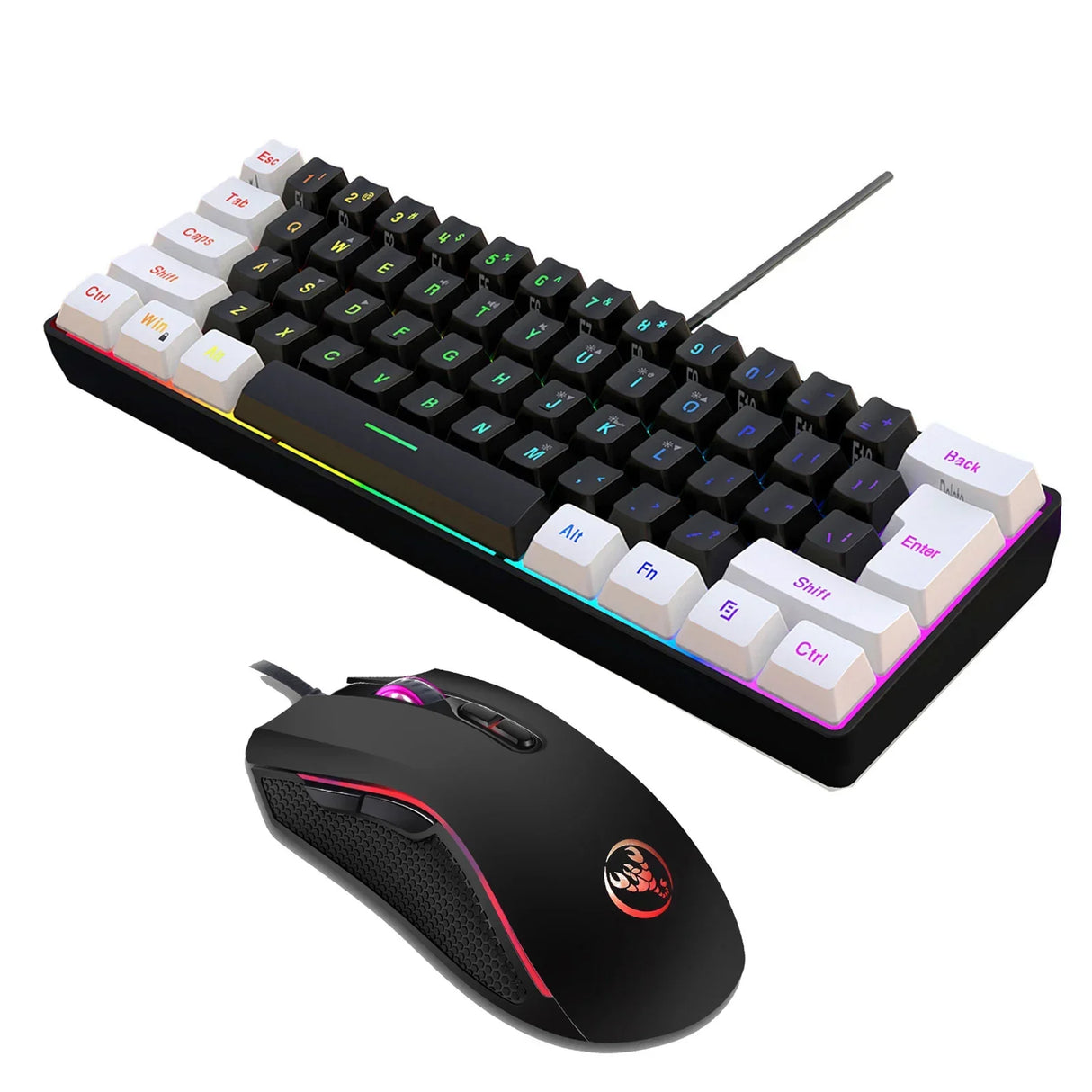 HXSJ V700BW A869 USB Keyboard Mouse Kit 61-key