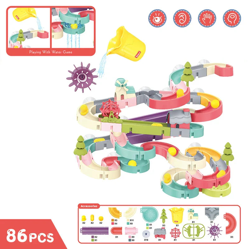Bath Toys Baby Marble Runs DIY Assembled Slide