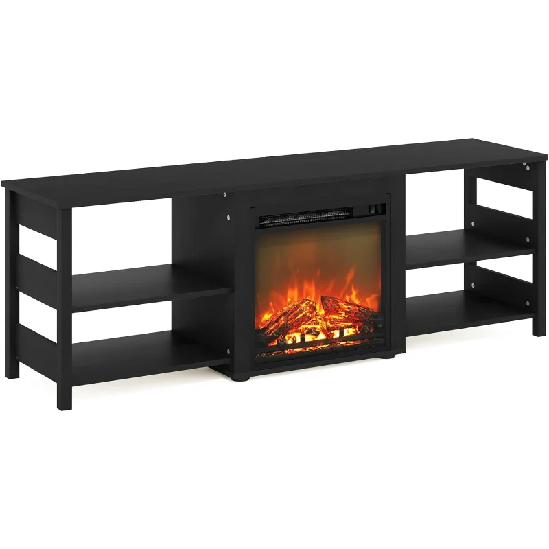 Furinno Classic 70 Inch TV Stand with Fireplace,