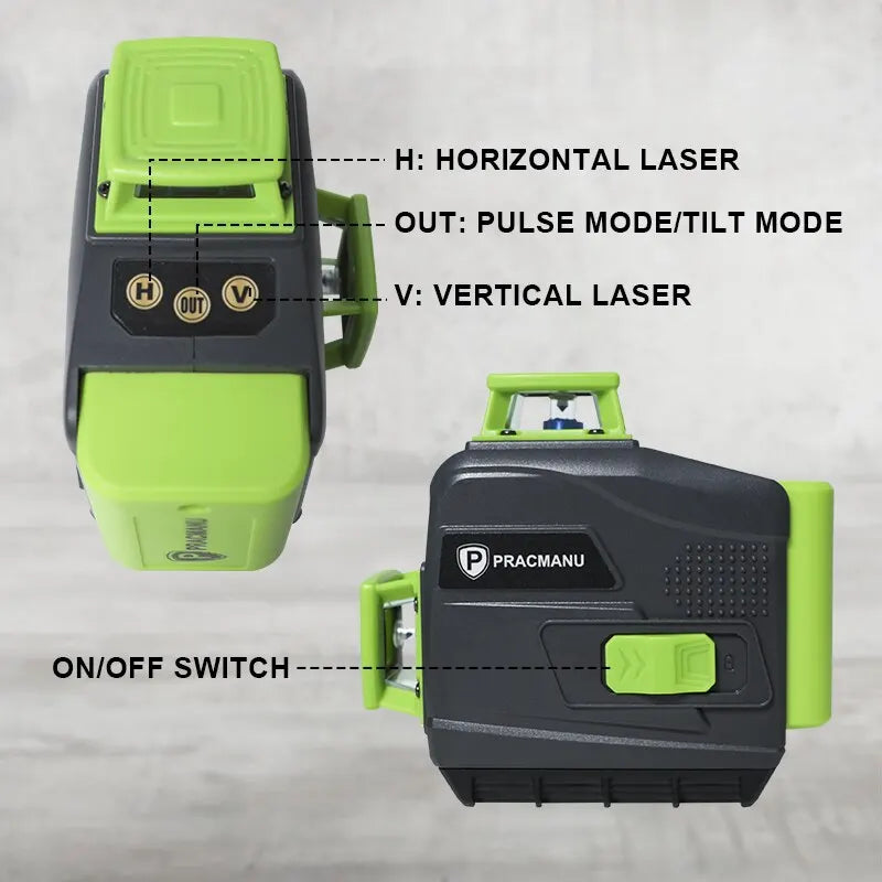Pracmanu 12 Lines 3D Laser Level Self-Leveling Horizontal