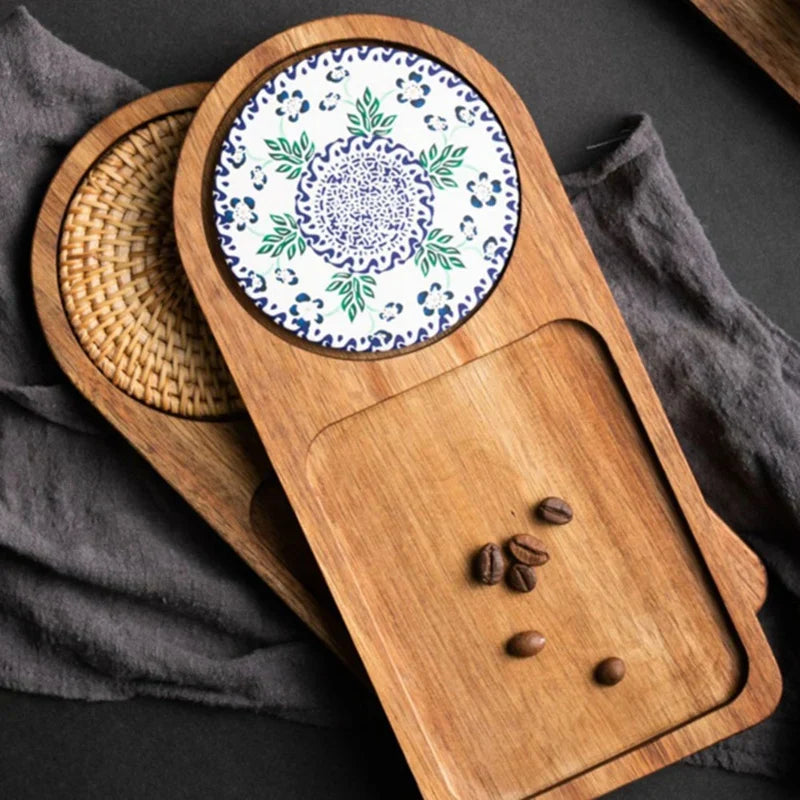 Coffee Tray Wood Plate Breakfast Tray For Serving