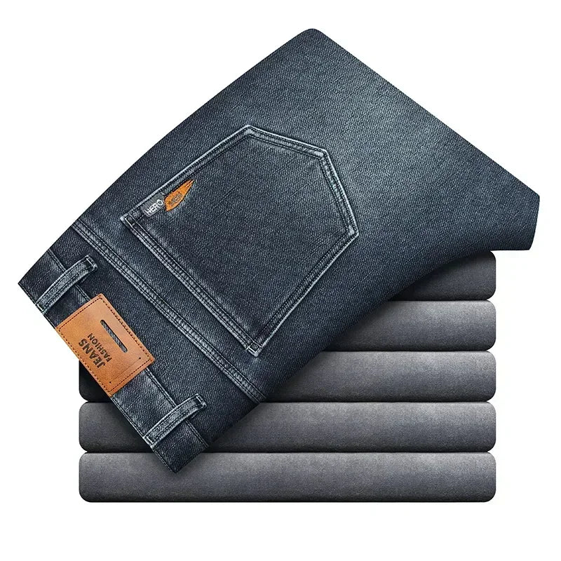 2023 Winter New Men's Warm Baggy Fleece Jeans