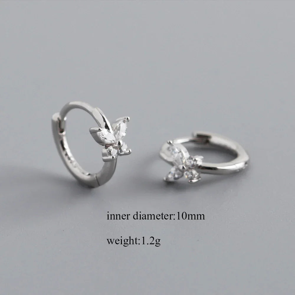 CCFJOYAS 6/8/10mm 925 Sterling Silver Butterfly-shaped Small Hoop