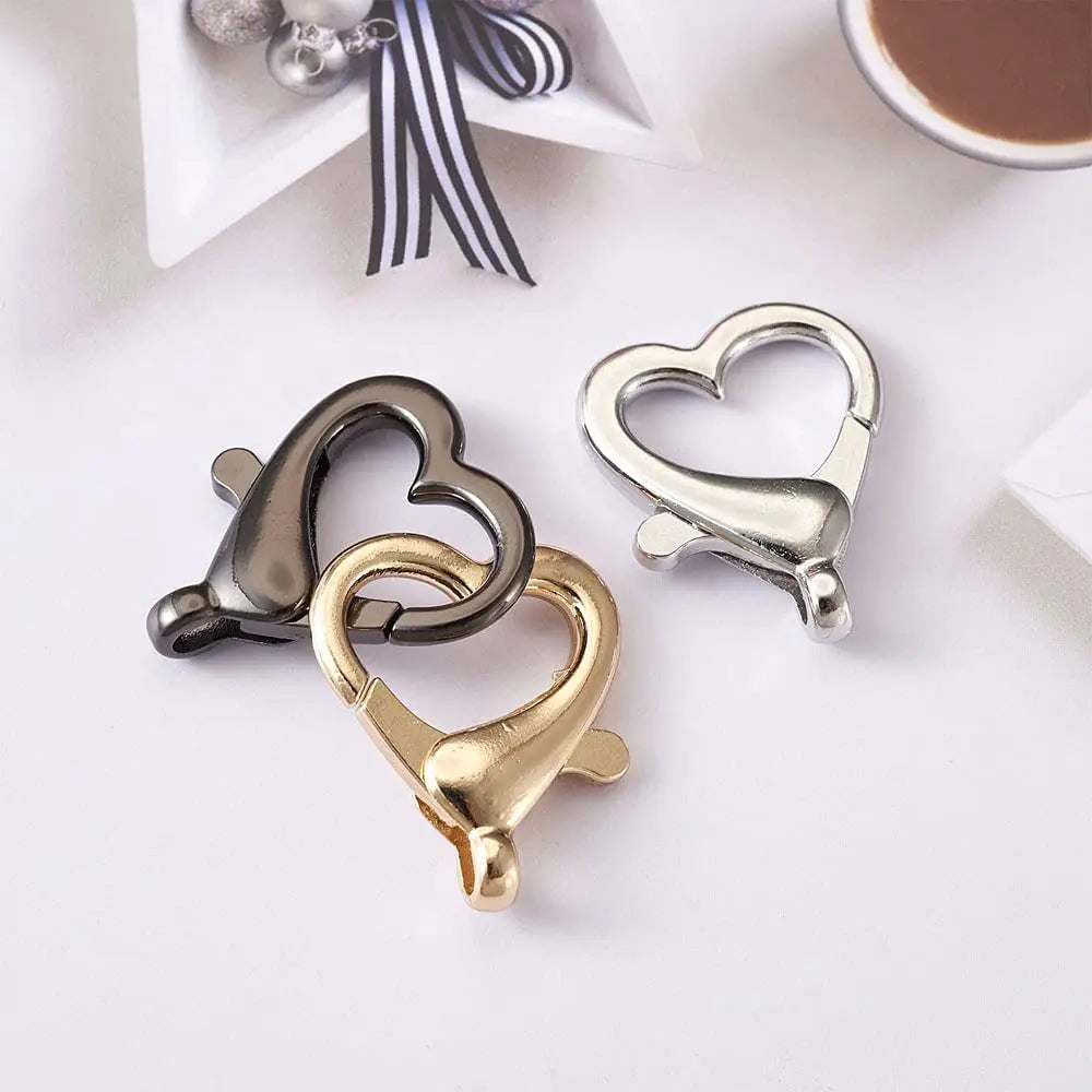 10pcs Heart Lobster Clasp Hook Clip Buckle Spring