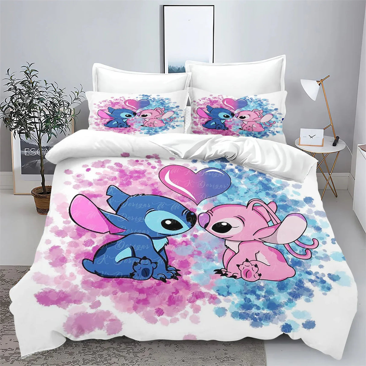 Stitch Bedding Set Cute Printed Cartoon Quilt Cover