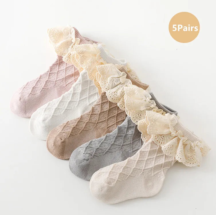 5Pairs/Lot Spring Autumn Baby Girls Socks Newborn Infant