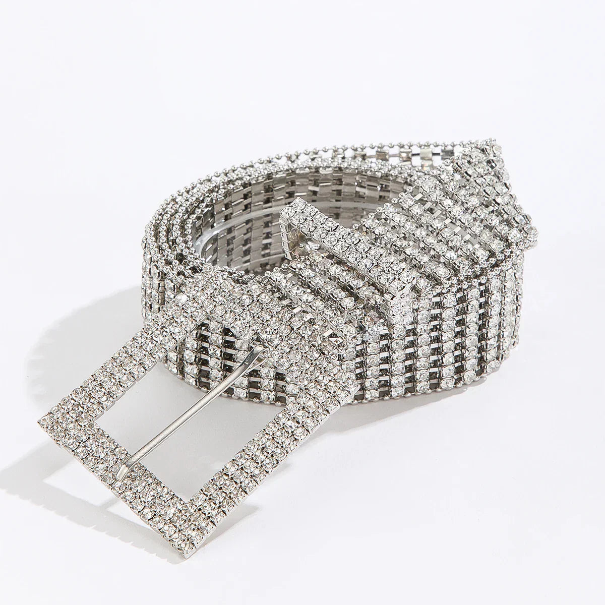 Fashion Waist 8 Rows Silver Rhinestones Decor Women`s
