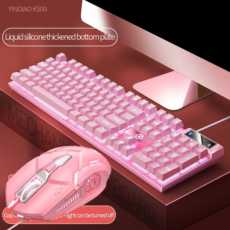 Pink Keyboard and Mouse Set 2 in 1
