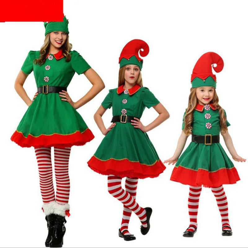 Boys Christmas Elf Costume Girls Xmas Santa Claus