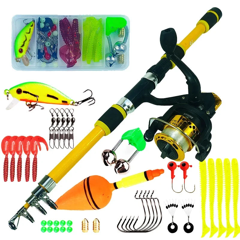 Spinning Fishing Rod and Reel Combo1.8M Telescopic Rod