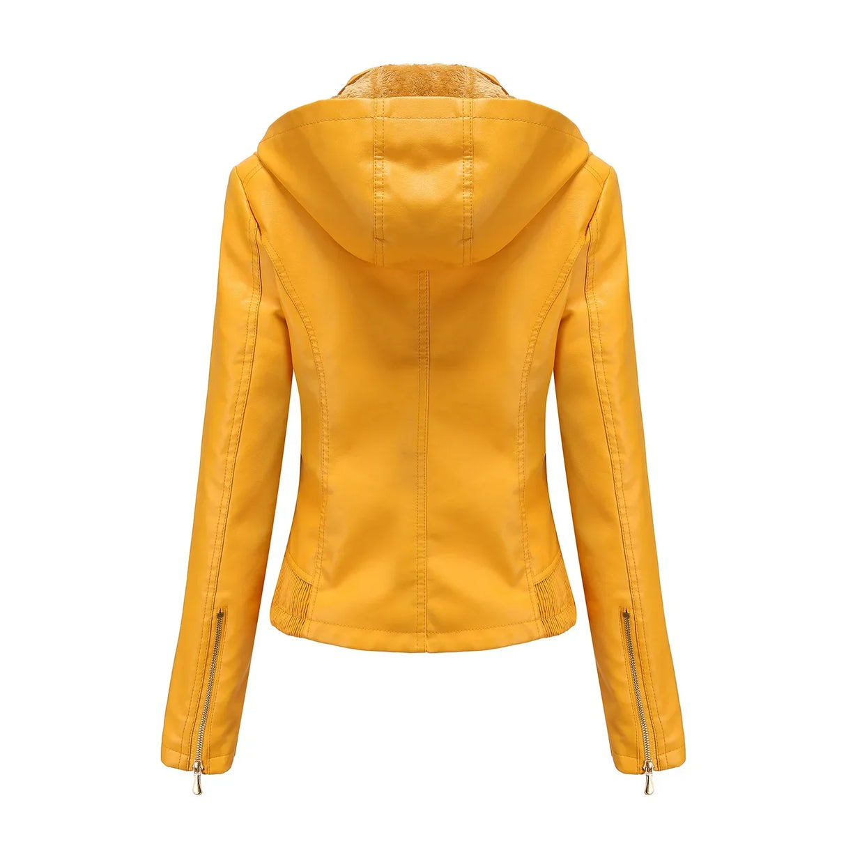 Women's Moto Biker Zipper Jacket Hooded Faux Fur