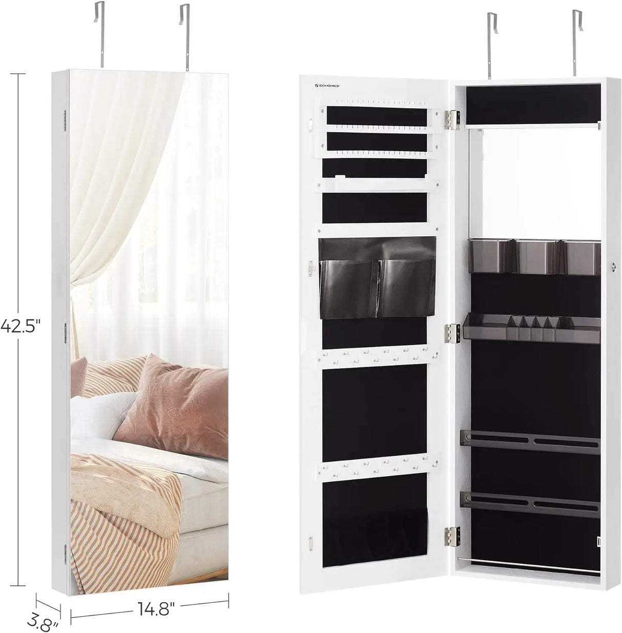 SONGMICS Jewelry Cabinet Armoire, Wall/Door Mount Storage Organizer